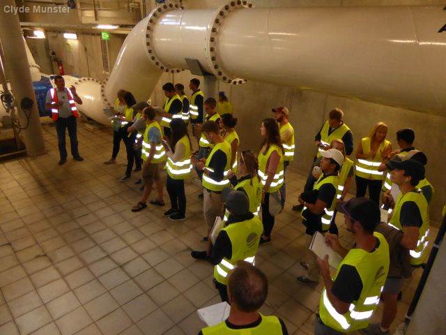 Students from the Belgium Environmental Science and Engineering program on a tour  of a water plant.